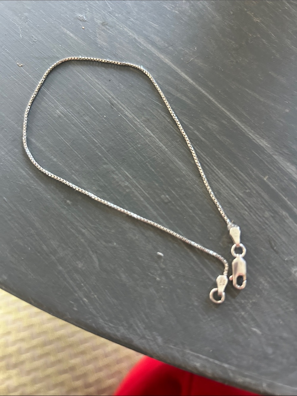 Shiny Silver Box Chain ankle bracelet  with Lobster Clasp